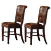 Benzara Tufted Leatherette Counter Height Chair, Set of 2, Brown