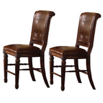 Benzara Tufted Leatherette Counter Height Chair, Set of 2, Brown