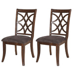 Benzara Wooden Side Chair with Cutout Backrest, Set of 2, Brown