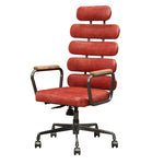 Benzara Leatherette Office Chair with Split Panel Backrest, Red