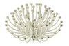 Benzara Metal Chandelier with One Bulb In Center and Crystal Accents, Silver and Clear