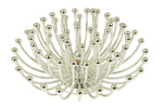 Benzara Metal Chandelier with One Bulb In Center and Crystal Accents, Silver and Clear