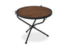 Benzara Wooden Round Table with Crossed Legs and Round Wheel Detailing, Black