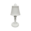 Benzara Metal Table Lamp with Ring Accent On Top and Round Base, White, Small