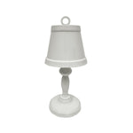 Benzara Metal Table Lamp with Ring Accent On Top and Round Base, White, Small
