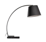 Benzara Metal Table Lamp with Fabric Adjustable Shade and Curved Arms, Black