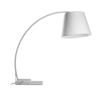 Benzara Metal Table Lamp with Fabric Adjustable Shade and Curved Arms, White