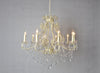 Benzara Traditional Style Iron Chandelier with Crystal Accent , White and Clear
