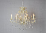 Benzara Traditional Style Iron Chandelier with Crystal Accent , White and Clear