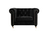 Benzara Fabric Upholstered Wooden Sofa Chair with Nail Head Trim and Steel Casters, Black