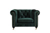 Benzara Fabric Upholstered Wooden Sofa Chair with Nail Head Trim and Steel Casters, Green
