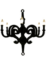 Benzara Resin Constructed Chandelier with Six Light Holders, Large, Black