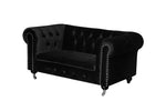 Benzara Velvet Upholstered Dogs Sofa with Button Tufting Details and Wooden Feet, Black
