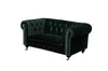 Benzara Velvet Upholstered Dogs Sofa with Button Tufting Details and Wooden Feet, Green