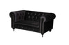 Benzara Velvet Upholstered Dogs Sofa with Button Tufting Details and Wooden Feet, Dark Gray