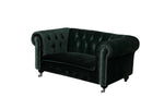 Benzara Velvet Upholstered Wooden Kids Sofa with Button Tufting and Nail Head Trim, Green