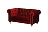 Benzara Velvet Upholstered Wooden Dogs Sofa with Button Tufting Details and Nail Head Trim, Red