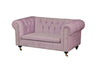 Benzara Velvet Upholstered Wooden Dogs Sofa with Button Tufting Details and Nail Head Trim, Pink