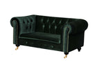 Benzara Velvet Upholstered Wooden Kids Sofa with Button Tufting, Emerald Green