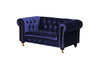Benzara Velvet Upholstered Wooden Kids Sofa with Button Tufting, Nay Blue