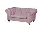 Benzara Velvet Upholstered Wooden Kids Sofa with Button Tufting, Pink