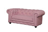 Benzara Fabric Upholstered Wooden Dogs Sofa with Button Tufting Details, Pink