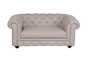 Benzara Fabric Upholstered Wooden Kids Sofa with Button Tufting, Beige