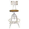 Benzara Metal Adjustable Counter Height Stools with Wooden Seat, White and Black, Set of  2