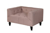 Benzara Fabric Upholstered Sofa Chair with Button Tufting and Wooden Turned Legs, Beige and Black