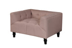 Benzara Fabric Upholstered Sofa Chair with Button Tufting and Wooden Turned Legs, Beige and Black