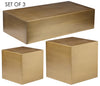 Benzara Metal Constructed Coffee Table with Two Side Tables, Gold, Set of 3
