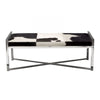Benzara Rectangular Steel Frame Bench with Hair On Hide Fabric Upholstered Seat, Multicolor