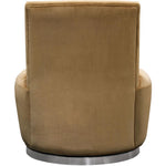 Benzara Velvet Upholstered Swivel Accent Chair with Stainless Steel Base, Brown and Silver
