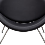 Benzara Modern Leatherette Upholstered Accent Chair with Angled Metal Legs, Set of 2, Black and Silver