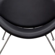 Benzara Modern Leatherette Upholstered Accent Chair with Angled Metal Legs, Set of 2, Black and Silver