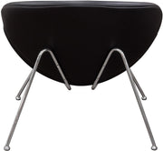 Benzara Modern Leatherette Upholstered Accent Chair with Angled Metal Legs, Set of 2, Black and Silver