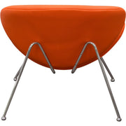 Benzara Modern Leatherette Upholstered Accent Chair with Angled Metal Legs, Set of 2, Orange and Silver