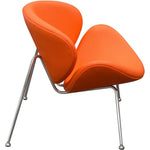 Benzara Modern Leatherette Upholstered Accent Chair with Angled Metal Legs, Set of 2, Orange and Silver