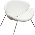 Benzara Modern Leatherette Upholstered Accent Chair with Angled Metal Legs, Set of 2, White and Silver