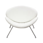 Benzara Modern Leatherette Upholstered Accent Chair with Angled Metal Legs, Set of 2, White and Silver