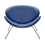 Benzara Modern Leatherette Upholstered Accent Chair with Angled Metal Legs, Set of 2, Blue and Silver
