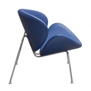 Benzara Modern Leatherette Upholstered Accent Chair with Angled Metal Legs, Set of 2, Blue and Silver