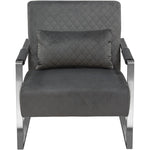Benzara Stainless Steel Framed Accent Chair with Diamond Tufted Velvet Upholstery, Dusk Gray and Silver