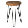 Benzara Wooden Top Accent Table with Metal Angular Feet, Brown and Black