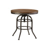 Benzara Round Metal Framed End Table with Wooden Top and Riveted Trim Accent, Brown and Black