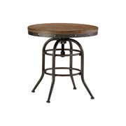 Benzara Round Metal Framed End Table with Wooden Top and Riveted Trim Accent, Brown and Black