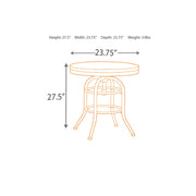 Benzara Round Metal Framed End Table with Wooden Top and Riveted Trim Accent, Brown and Black