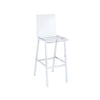 Benzara Metal Base Bar Chairs with Acrylic Seat and Back,Set of 2, White and Clear