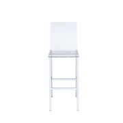 Benzara Metal Base Bar Chairs with Acrylic Seat and Back,Set of 2, White and Clear