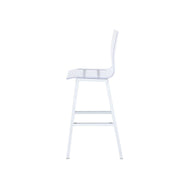 Benzara Metal Base Bar Chairs with Acrylic Seat and Back,Set of 2, White and Clear